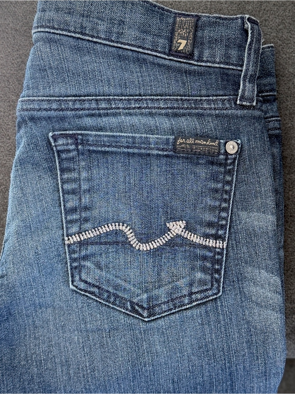 7 For All Mankind Roxanne Low Rise Skinny Jeans Size 25 Y2K Silver Squiggle